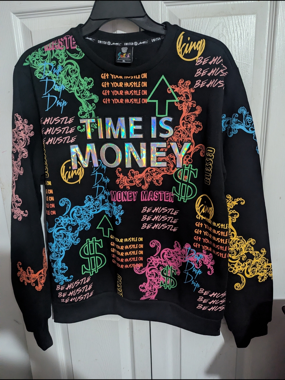 Time Is Money Graphic Sweatshirt - Black
